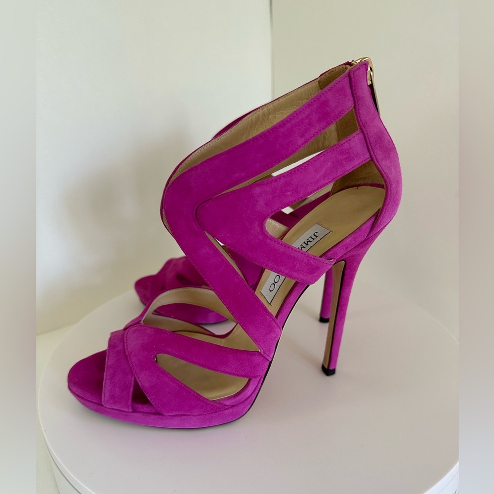 Beautiful Jimmy Choo’s 5-inch high heel sandals in size 8.